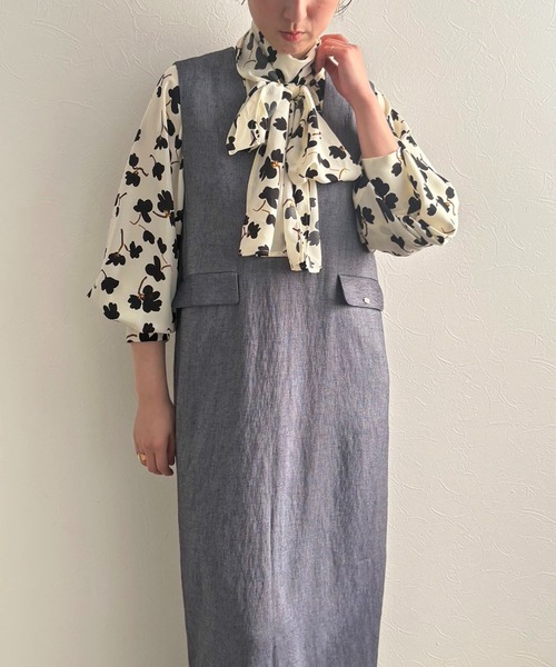 LHELBIE（レルビエ）の「Iラインジャンスカ（ジャンパースカート・レディース・テラコッタ/ネイビー/ブラック・M）」の11枚目の写真