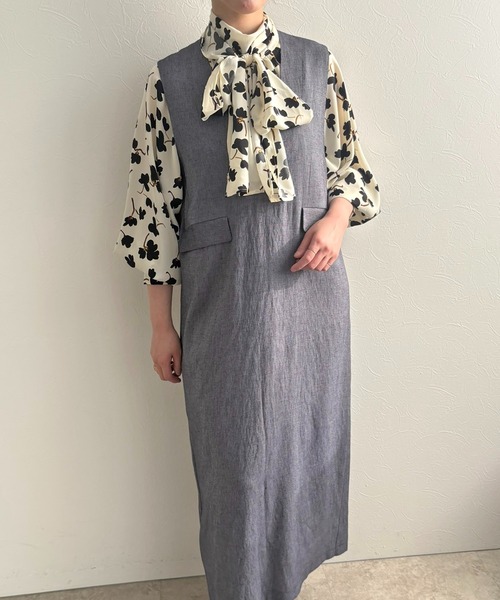 LHELBIE（レルビエ）の「Iラインジャンスカ（ジャンパースカート・レディース・テラコッタ/ネイビー/ブラック・M）」の12枚目の写真