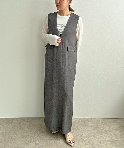 LHELBIE（レルビエ）の「Iラインジャンスカ（ジャンパースカート・レディース・テラコッタ/ネイビー/ブラック・M）」の17枚目の写真