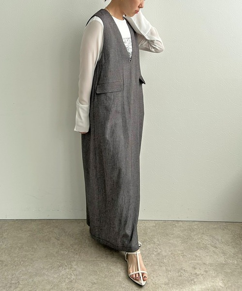 LHELBIE（レルビエ）の「Iラインジャンスカ（ジャンパースカート・レディース・テラコッタ/ネイビー/ブラック・M）」の18枚目の写真