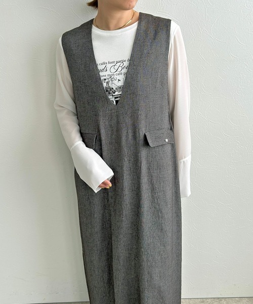 LHELBIE（レルビエ）の「Iラインジャンスカ（ジャンパースカート・レディース・テラコッタ/ネイビー/ブラック・M）」の21枚目の写真