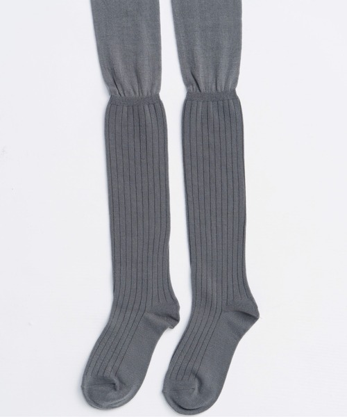 MAISON SPECIAL(メゾンスペシャル)の「Knee-high Socks/ニーハイソックス(ソックス/靴下・レディース・グレー/アイボリー/ブラック・FREE)」の8枚目の写真