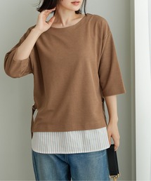 ラメストライプシャツフェイクチュニック