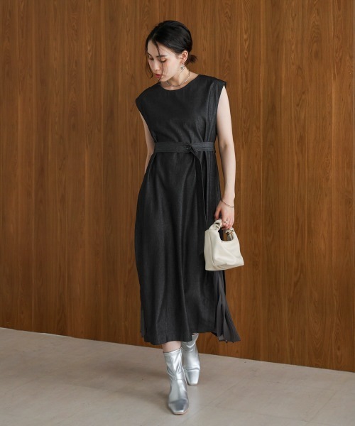 セール】デニムプリーツ配色ワンピース（ワンピース）｜Bou Jeloud