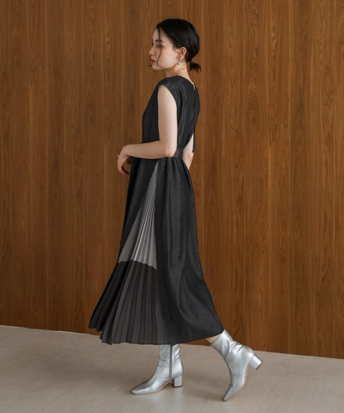 セール】デニムプリーツ配色ワンピース（ワンピース）｜Bou Jeloud