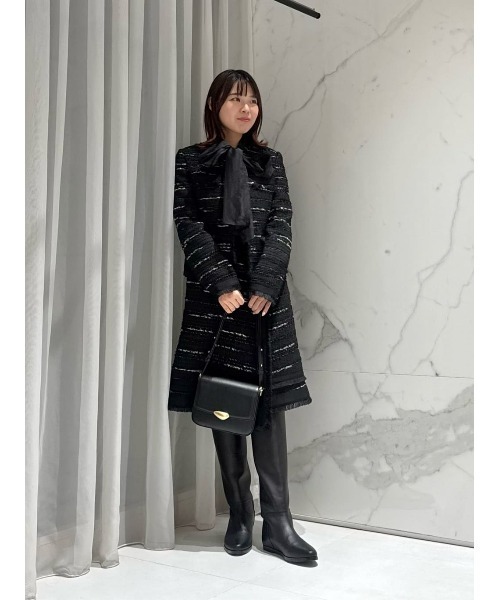 セール】ジオリカツイードラウンドネックジャケット（ノーカラー