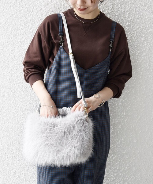 SHIPS any: 2WAY フェイクファー ギャザー ショルダー バッグ