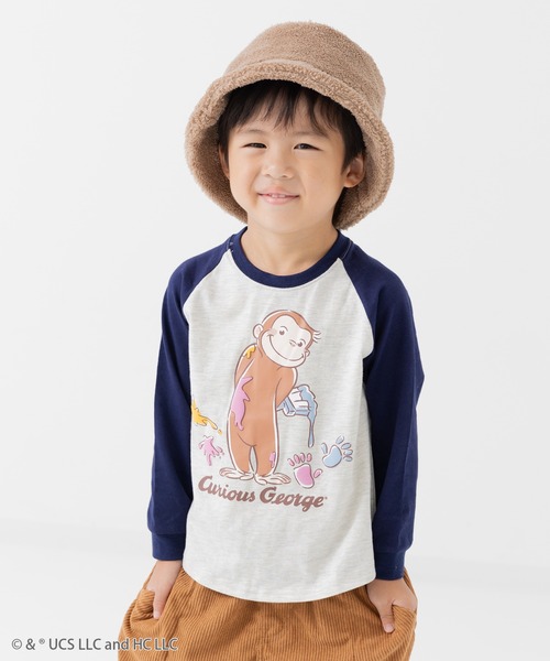 chil2（チルツー）の「〈おさるのジョージ〉長袖Tシャツ（Tシャツ/カットソー・キッズ・ミント/オートミール/ネイビー/チャコールグレー・80ｃｍ/90cm/110cm/100cm/120cm/130cm）」の4枚目の写真