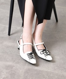 【25SS NEW】MiuMiu_women /スリングバックパンプス/White&Black 25SS NEW】MiuMiu_women /スリングバックパンプス/White&Black