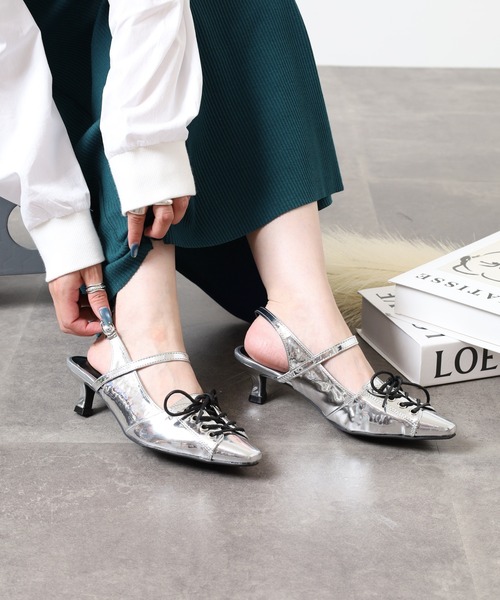 LOVEHUNTER(ラブハンター)の「LOVEHUNTER+ レースアップ スリングバック パンプス(パンプス・レディース・ホワイト/ブラック/シルバー・LL/L/S/M)」の12枚目の写真