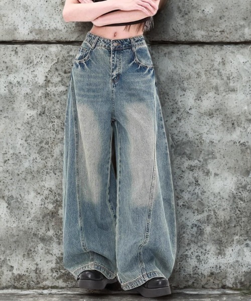 center i(センターアイ)の「ルーズカーブバルーンデニム(デニムパンツ・レディース・ブルー・S/M)」の4枚目の写真