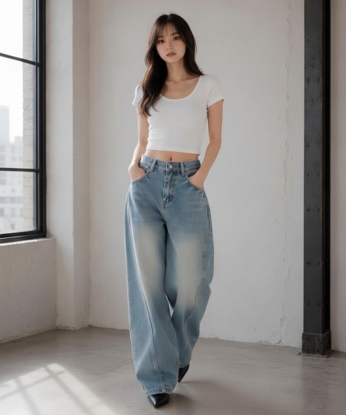 center i(センターアイ)の「ルーズカーブバルーンデニム(デニムパンツ・レディース・ブルー・S/M)」の15枚目の写真