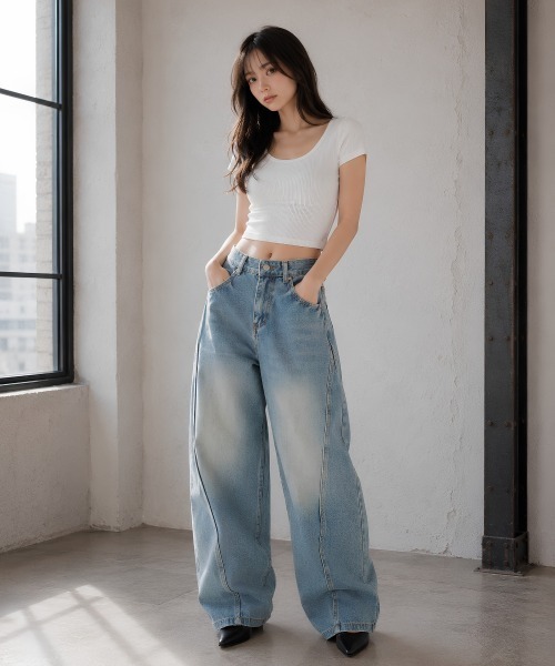 center i(センターアイ)の「ルーズカーブバルーンデニム(デニムパンツ・レディース・ブルー・S/M)」の16枚目の写真