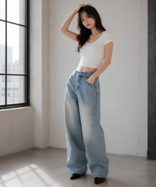 center i(センターアイ)の「ルーズカーブバルーンデニム(デニムパンツ・レディース・ブルー・S/M)」の17枚目の写真