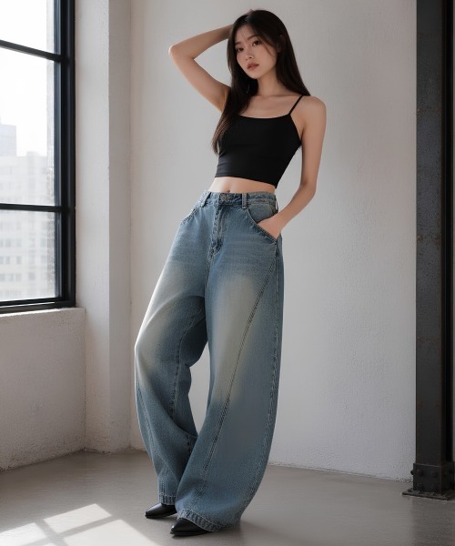 center i(センターアイ)の「ルーズカーブバルーンデニム(デニムパンツ・レディース・ブルー・S/M)」の14枚目の写真