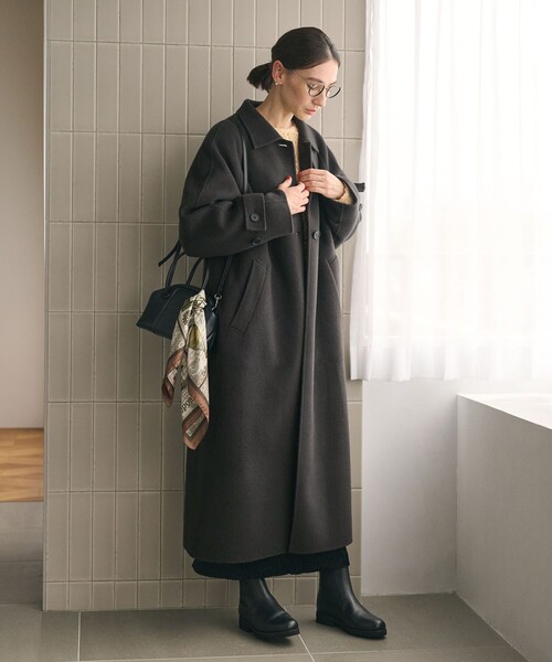 BEAUTY&YOUTH UNITED ARROWS(ビューティーアンドユースユナイテッドアローズ)の「リバー ステンカラー ロングコート(ステンカラーコート・レディース・ダークグレー/その他1/ダークブラウン・XS/S/M)」の10枚目の写真