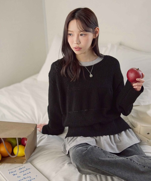 CHAN ME（チャンミ）の「裾フリルTシャツ（Tシャツ/カットソー・レディース・グレー/ネイビー/ホワイト/ブラック・X-LARGE/LARGE/MEDIUM）」の3枚目の写真