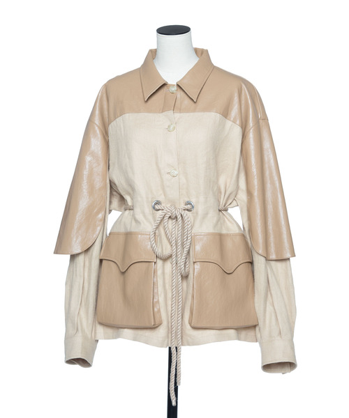 muller of yoshiokubo（ミュラーオブヨシオクボ）の「muller of yoshiokubo ミュラーオブヨシオクボ / MOON SHIRTS BLOUSON ムーンシャツブルゾン / MLF25203（ブルゾン・レディース・ブラック/ベージュ・36）」の4枚目の写真