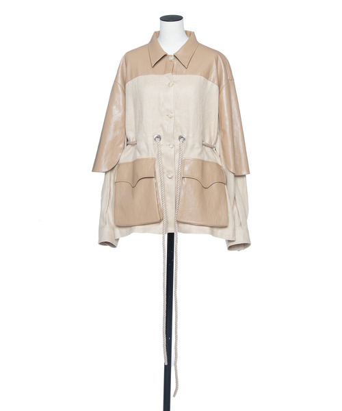 muller of yoshiokubo（ミュラーオブヨシオクボ）の「muller of yoshiokubo ミュラーオブヨシオクボ / MOON SHIRTS BLOUSON ムーンシャツブルゾン / MLF25203（ブルゾン・レディース・ブラック/ベージュ・36）」の3枚目の写真