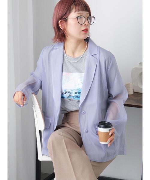 ehka sopo（エヘカソポ）の「◎シアーテーラードジャケット（テーラードジャケット・レディース・グレー/サックスブルー/ベージュ・F）」の3枚目の写真