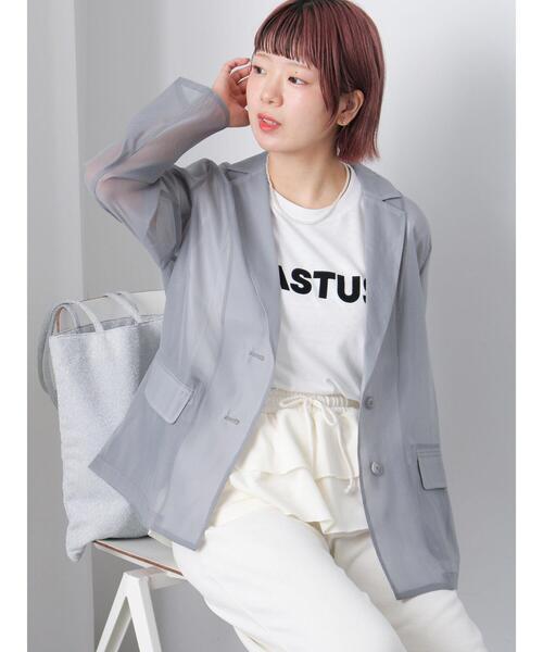 ehka sopo（エヘカソポ）の「◎シアーテーラードジャケット（テーラードジャケット・レディース・グレー/サックスブルー/ベージュ・F）」の6枚目の写真