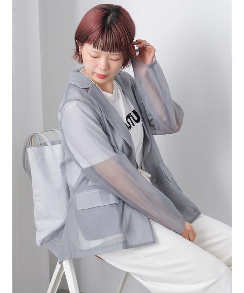 ehka sopo（エヘカソポ）の「◎シアーテーラードジャケット（テーラードジャケット・レディース・グレー/サックスブルー/ベージュ・F）」の7枚目の写真