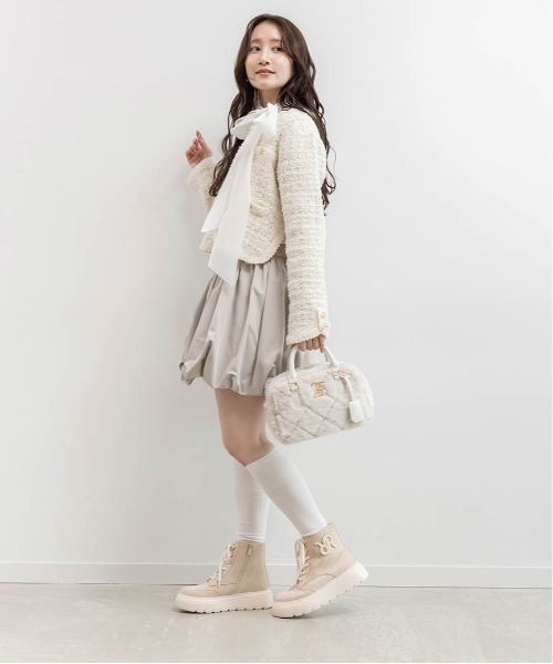 RANDA（ランダ）の「ツイードニットカーディガン（カーディガン/ボレロ・レディース・ピンク/アイボリー/グレー/ブラック・FREE）」の7枚目の写真