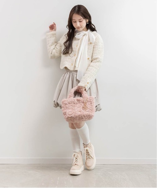 RANDA（ランダ）の「ツイードニットカーディガン（カーディガン/ボレロ・レディース・ピンク/アイボリー/グレー/ブラック・FREE）」の8枚目の写真