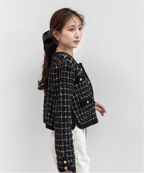 RANDA（ランダ）の「ツイードニットカーディガン（カーディガン/ボレロ・レディース・ピンク/アイボリー/グレー/ブラック・FREE）」の11枚目の写真