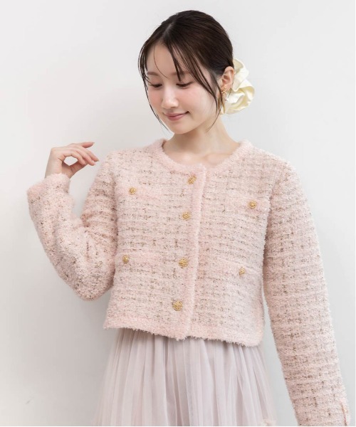 RANDA（ランダ）の「ツイードニットカーディガン（カーディガン/ボレロ・レディース・ピンク/アイボリー/グレー/ブラック・FREE）」の13枚目の写真