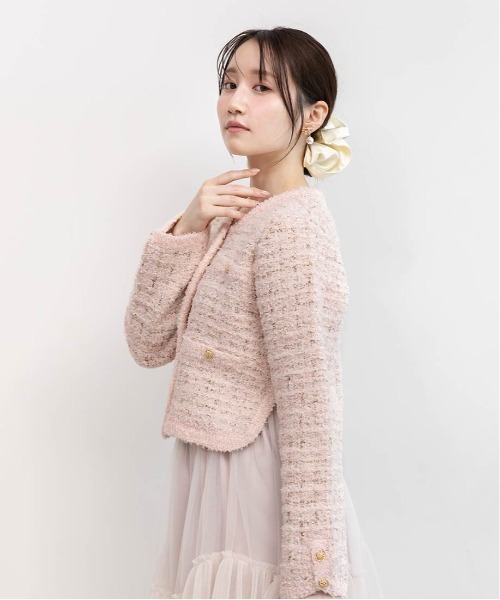 RANDA（ランダ）の「ツイードニットカーディガン（カーディガン/ボレロ・レディース・ピンク/アイボリー/グレー/ブラック・FREE）」の14枚目の写真