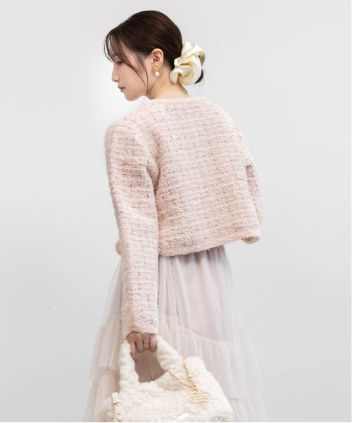 RANDA（ランダ）の「ツイードニットカーディガン（カーディガン/ボレロ・レディース・ピンク/アイボリー/グレー/ブラック・FREE）」の15枚目の写真