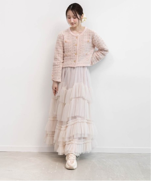 RANDA（ランダ）の「ツイードニットカーディガン（カーディガン/ボレロ・レディース・ピンク/アイボリー/グレー/ブラック・FREE）」の16枚目の写真