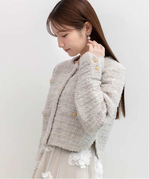 RANDA（ランダ）の「ツイードニットカーディガン（カーディガン/ボレロ・レディース・ピンク/アイボリー/グレー/ブラック・FREE）」の17枚目の写真