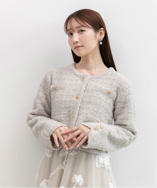 RANDA（ランダ）の「ツイードニットカーディガン（カーディガン/ボレロ・レディース・ピンク/アイボリー/グレー/ブラック・FREE）」の19枚目の写真