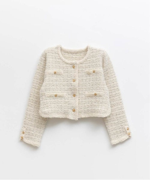 RANDA（ランダ）の「ツイードニットカーディガン（カーディガン/ボレロ・レディース・ピンク/アイボリー/グレー/ブラック・FREE）」の21枚目の写真