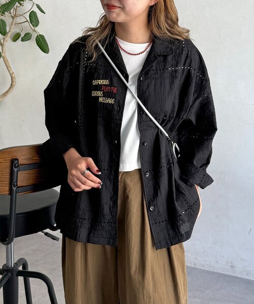 CPCM(シーピーシーエム)の「レース刺繍ビッグシャツ(シャツ/ブラウス・レディース・ブラック/ホワイト・FREE)」の13枚目の写真