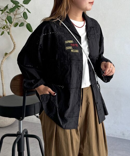 CPCM(シーピーシーエム)の「レース刺繍ビッグシャツ(シャツ/ブラウス・レディース・ブラック/ホワイト・FREE)」の19枚目の写真