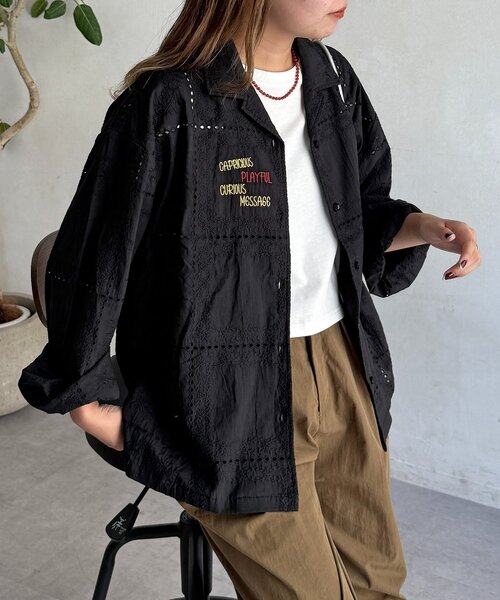 CPCM(シーピーシーエム)の「レース刺繍ビッグシャツ(シャツ/ブラウス・レディース・ブラック/ホワイト・FREE)」の20枚目の写真