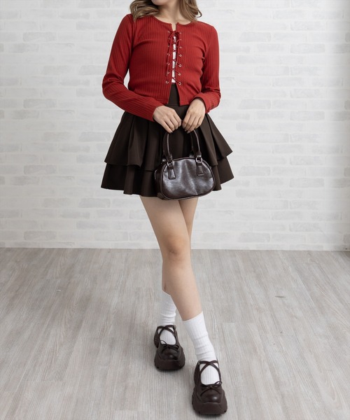 clear（クリア）の「フロントスピンドルカットソー[カジュアル 着回し抜群 大人]（Tシャツ/カットソー・レディース・ブラック/オフホワイト/チャコールグレー/ネイビー/ブラウン/レッド・F）」の10枚目の写真