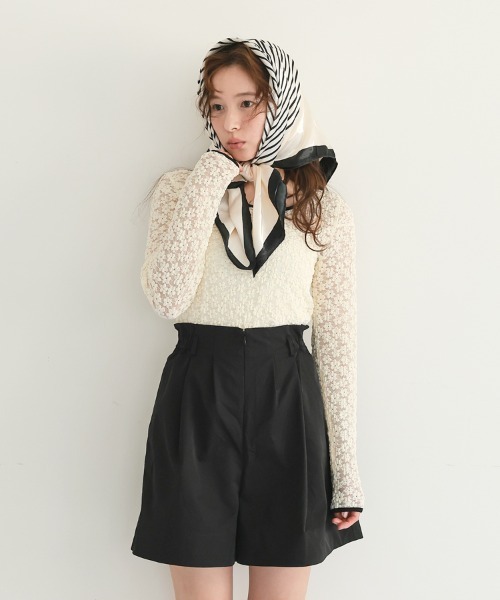 DONOBAN（ドノバン）の「パイピングフラワーレースカットソー（Tシャツ/カットソー・レディース・ホワイト/ブラック・ONE）」の9枚目の写真