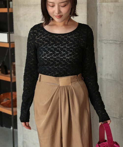 DONOBAN（ドノバン）の「パイピングフラワーレースカットソー（Tシャツ/カットソー・レディース・ホワイト/ブラック・ONE）」の19枚目の写真