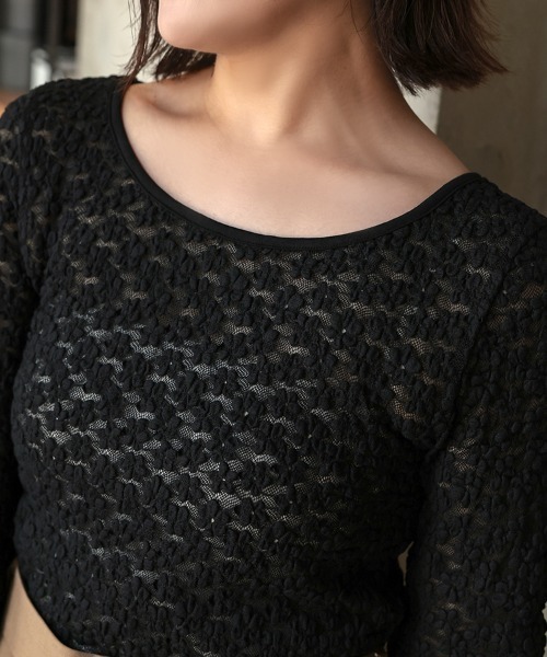 DONOBAN（ドノバン）の「パイピングフラワーレースカットソー（Tシャツ/カットソー・レディース・ホワイト/ブラック・ONE）」の22枚目の写真