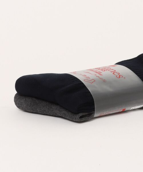 HANES（ヘインズ）の「Hanes（ヘインズ）無地ハーフパイルクルーソックス2足セット/ メンズサイズ レディースサイズ靴下（ソックス/靴下・メンズ・ブラック/グレー系その他/ホワイト・23-25cm/25-27CM）」の6枚目の写真