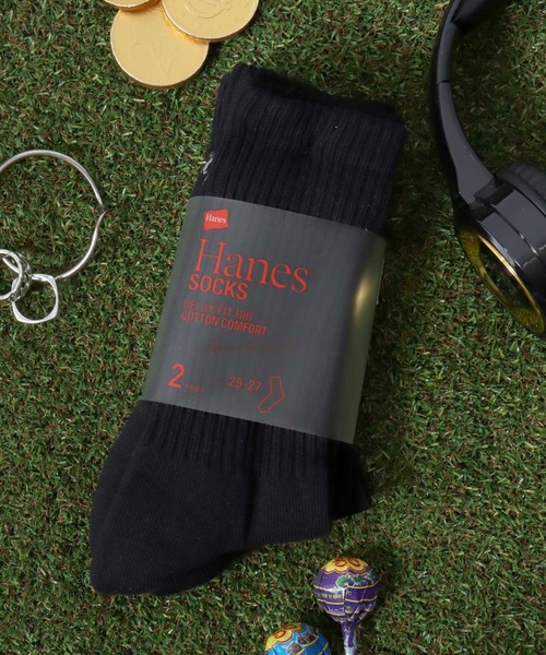 HANES（ヘインズ）の「Hanes（ヘインズ）無地ハーフパイルクルーソックス2足セット/ メンズサイズ レディースサイズ靴下（ソックス/靴下・メンズ・ブラック/グレー系その他/ホワイト・23-25cm/25-27CM）」の3枚目の写真