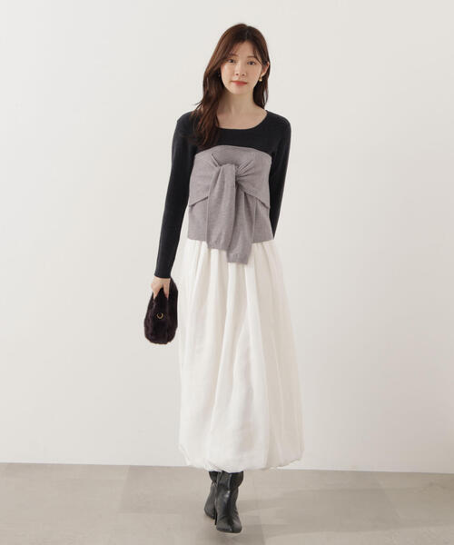 PROPORTION BODY DRESSING（プロポーションボディドレッシング）の「＜ウォッシャブル＞バルーンスカート / 1215220003（スカート・レディース・ホワイト/ブラック・P/S/MEDIUM）」の9枚目の写真