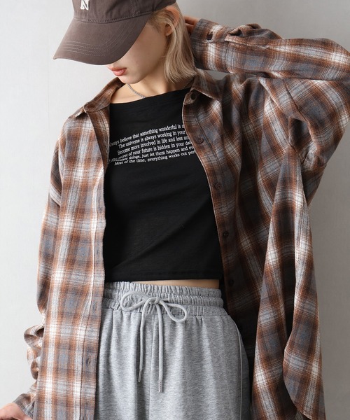 SpRay（スプレイ）の「ビエラチェック3WAYシャツ（シャツ/ブラウス・レディース・ブラック/グレー/ブラウン・FREE）」の3枚目の写真