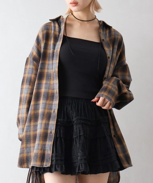 SpRay（スプレイ）の「ビエラチェック3WAYシャツ（シャツ/ブラウス・レディース・ブラック/グレー/ブラウン・FREE）」の2枚目の写真