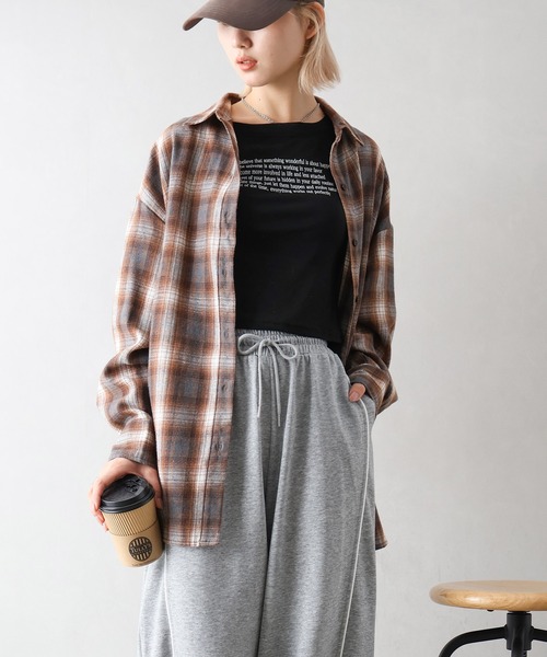 SpRay（スプレイ）の「ビエラチェック3WAYシャツ（シャツ/ブラウス・レディース・ブラック/グレー/ブラウン・FREE）」の6枚目の写真