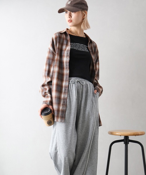 SpRay（スプレイ）の「ビエラチェック3WAYシャツ（シャツ/ブラウス・レディース・ブラック/グレー/ブラウン・FREE）」の7枚目の写真